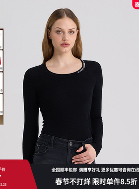 RARE威雅女装秋冬羊毛羊绒混纺黑色长袖毛衫RR2246241213