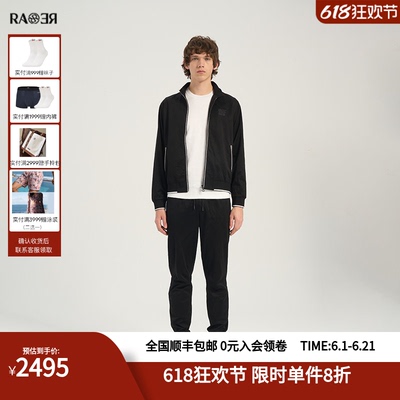 RARE威雅男装春夏经典休闲套装暗提花黑色休闲外套舒适纯色卫裤