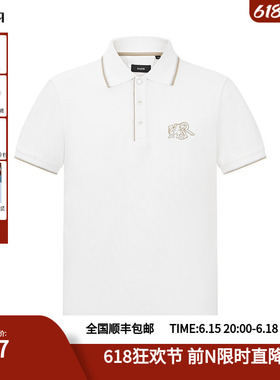 RARE威雅男装夏季翻领polo衫短袖IP狮子刺绣男士白色T恤