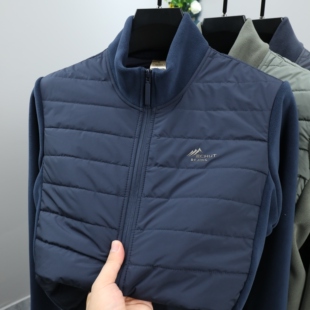 休闲立领外套潮牌拼接奥粒绒 加厚保暖棉服男士 2025新款 棉衣男冬季