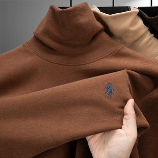 男装 高端男士 堆堆领德绒磨毛双面绒打底衫 T恤高领内搭秋冬季 长袖