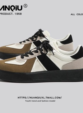 环球熊猫内增高德训鞋男2025年新款秋季复古时尚厚底休闲百搭板鞋