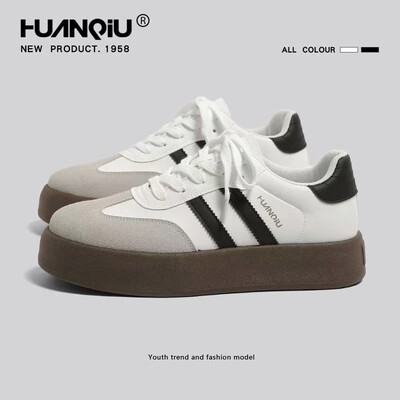 环球增高厚底德训鞋男款2026年春季复古休闲板鞋鞋子男百搭运动鞋