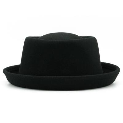 100% Wool Felt Pork Pie Hat Women Men Fedora Curved Brim Cru