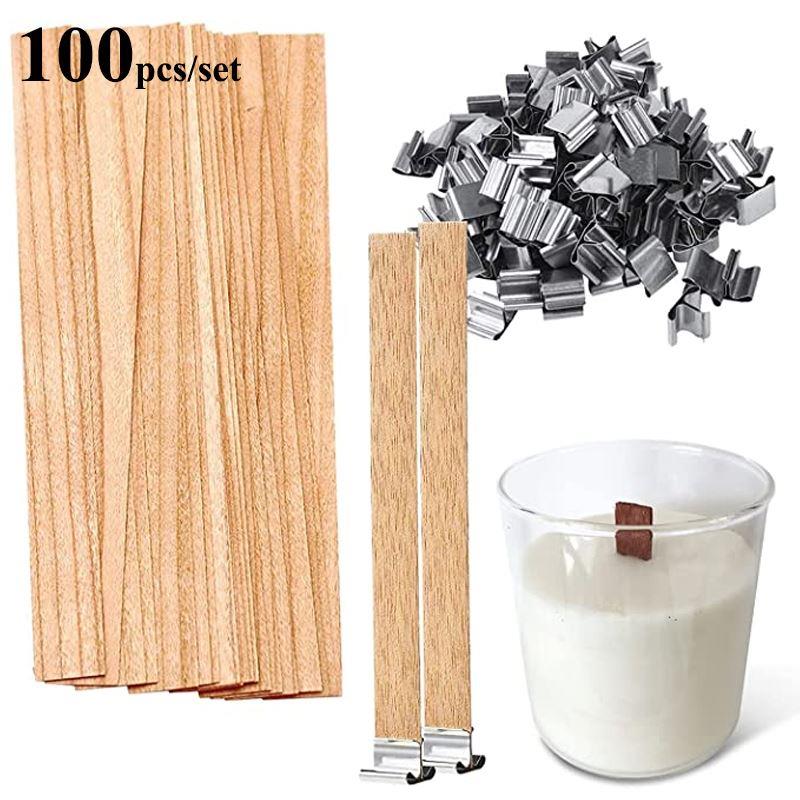 100pcs Wooden Wicks DIY Handmade Candle Jar Making Candle Wi