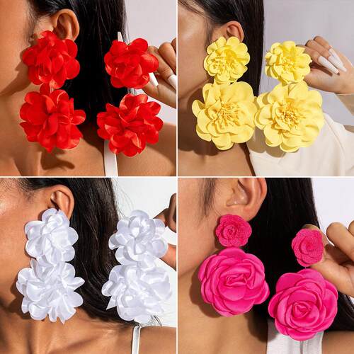 Multi-color Flower Earrings Simulation Large Earrings Imitat
