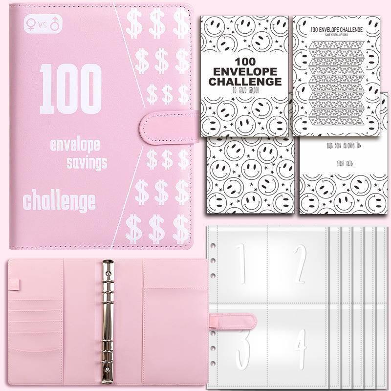 100Envelope Challenge Binder 情侣100天挑战存钱储蓄手账笔记本