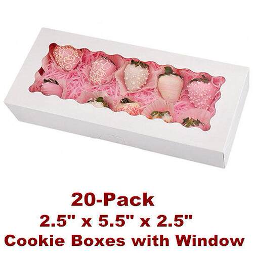Cookie Boxes with Window White Bakery Treat Boxes Pastries