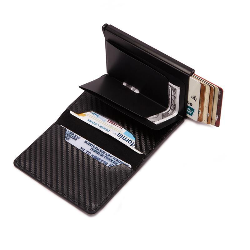 Automatic Card Holder Vintage PU Leather Mini Wallet Busines