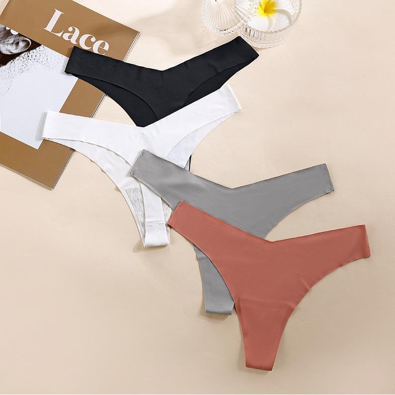 Seamless Thongs for Women Silky Bikini Underwear Panties
