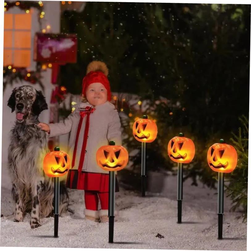 5pcs Solar Energy Light Halloween Outdoor Pumpkin Lights