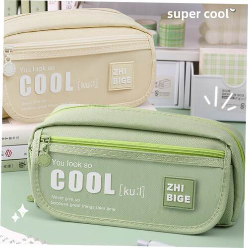 Large Capacity Pencil Case 3 Compartment Pouch Pen Bag Doubl