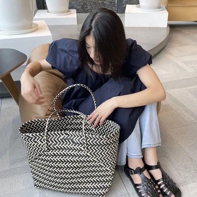 Large Capacity Beach Shopping Bags Woven Shoulder Bag Women