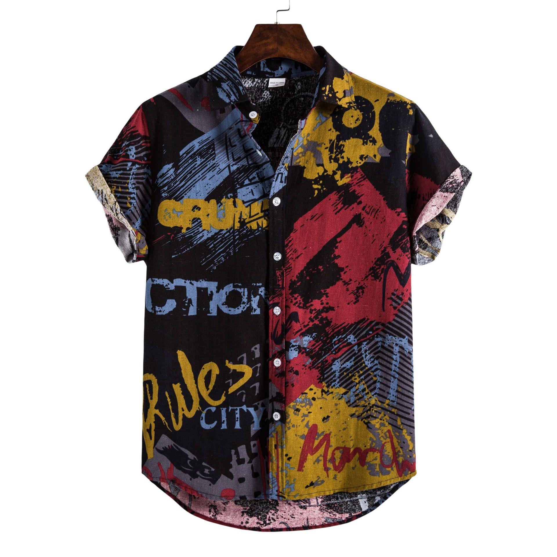 summer tops shirts for men hawaiian shirt beach wear 花衬衫
