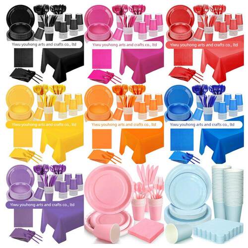 Disposable Paper Plates Bowl Set Birthday Party Decoration