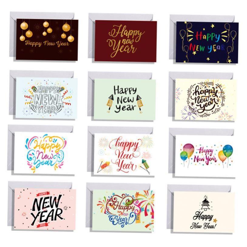 happy new year card cute greeting cards新年祝福贺卡空白信封