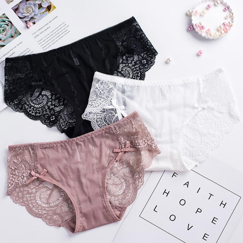 Girls underwear women pure cotton black and white gray stude