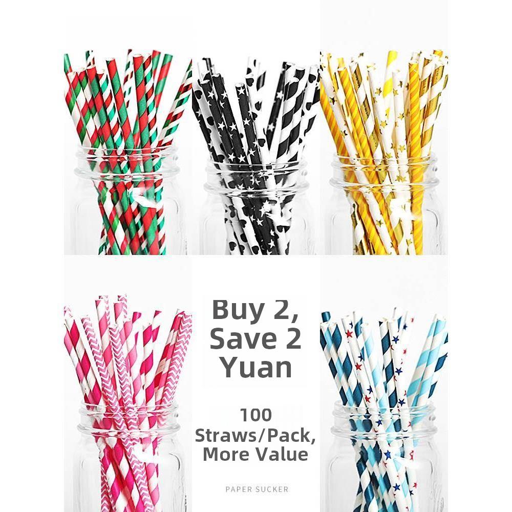 100pcs/Set Black Cocktail Straws Black Plastic Straw For Bir