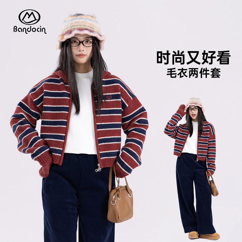 【CC家CC】半度闲时尚百搭女宝亲子装毛衣两件套B4Z1216