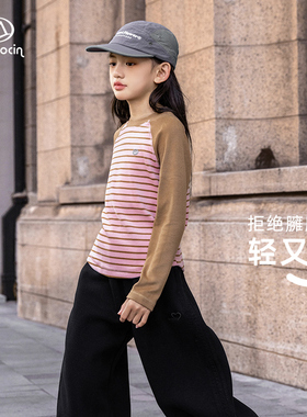 【CC家CC】半度闲女童条纹长袖T恤洋气打底衫上衣B4T1087