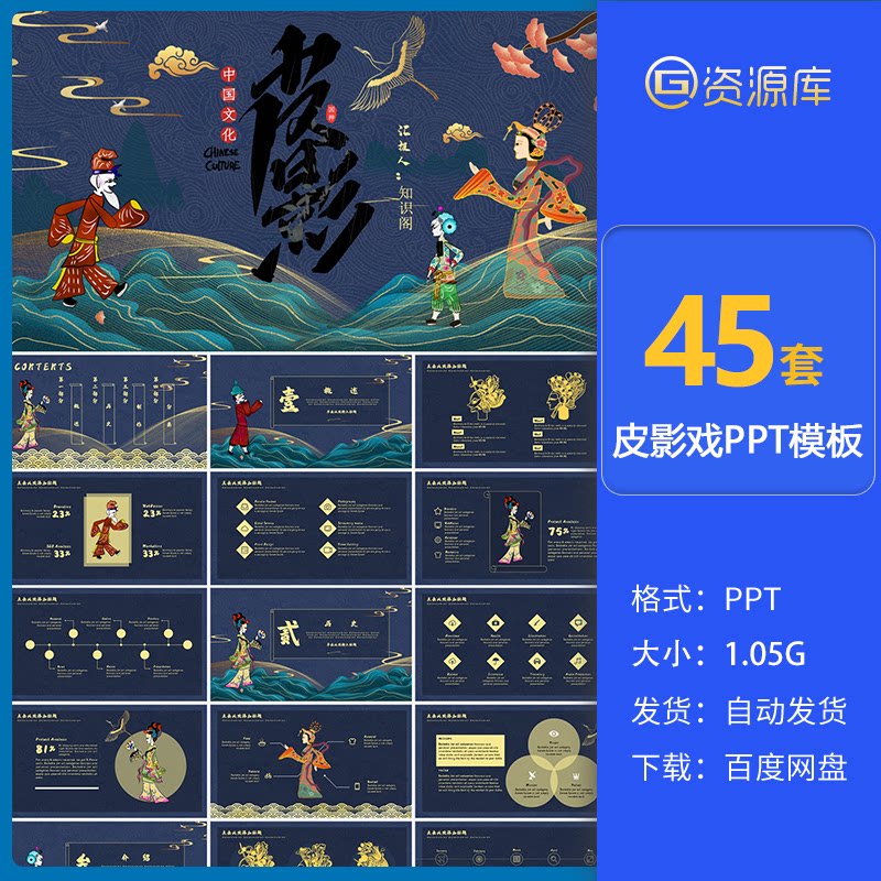 皮影文化ppt模板驴皮影戏民间艺术国粹传统文化戏曲艺术wps素材