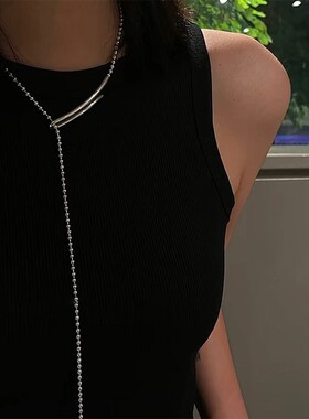 韩版几何冷淡风弯钩独特毛衣链条项链女ins风小众设计感轻奢