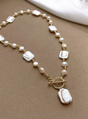 淡水巴洛克时尚珍珠项链大小珍珠搭配异形不规则珍珠OT扣设计