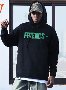 VLONE Friends系列大LogoHoodie经典大Logo连帽卫衣情侣款黑色