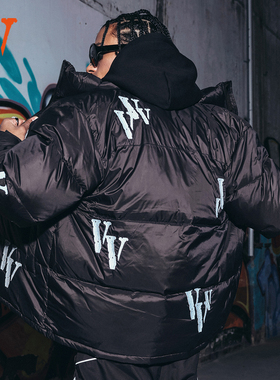 VLONE 3M反光系列 满天星面包LOGO刺绣宽松立领加厚羽绒服 情侣款