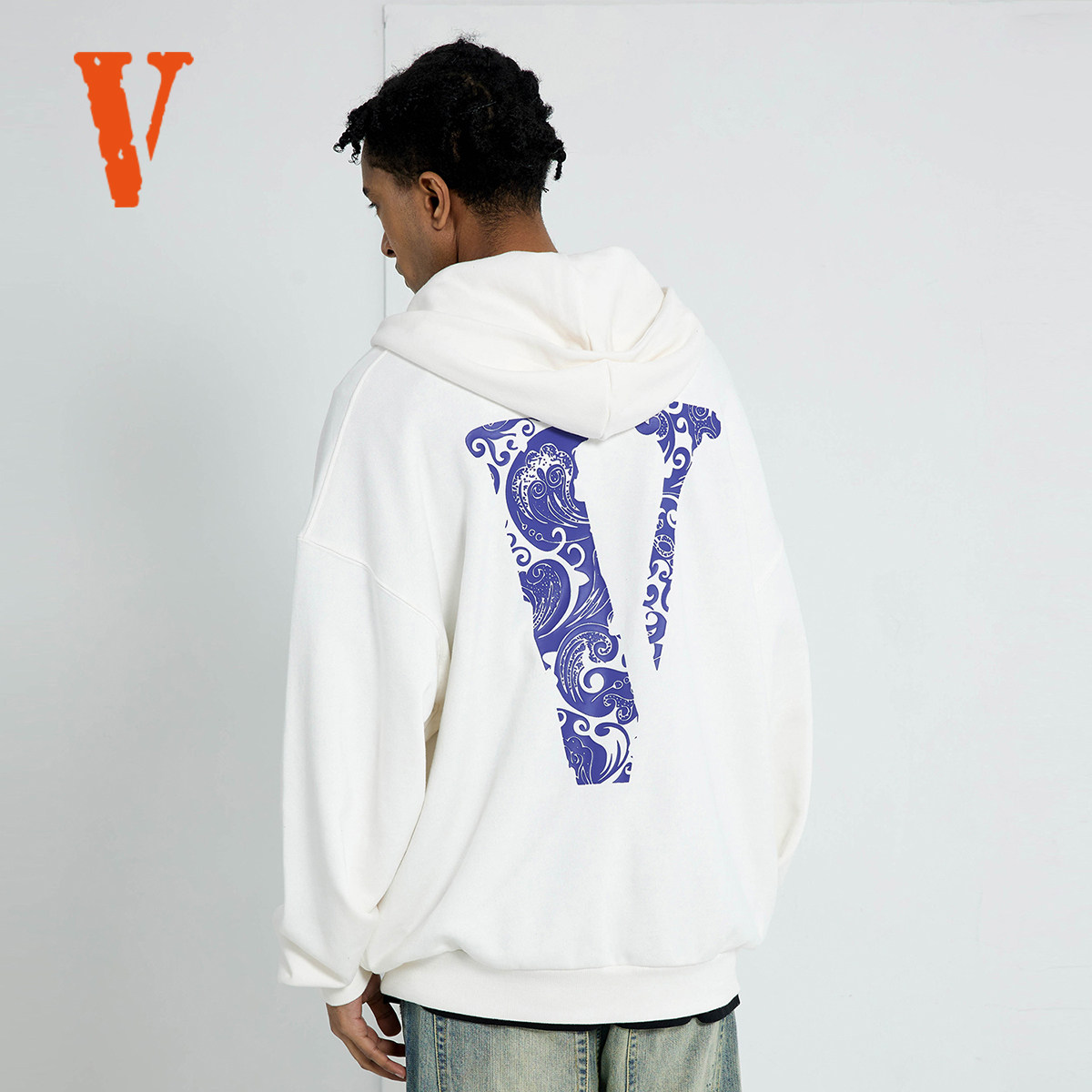 VLONE ZIP HOODIE 镂空立体印花大V宽松拉链连帽卫衣 男女同款