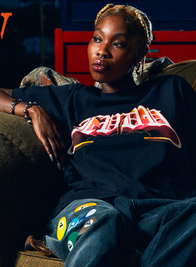 VLONE 暗夜匪帮 做旧水洗 短袖T恤 男女同款 黑色 V-00057