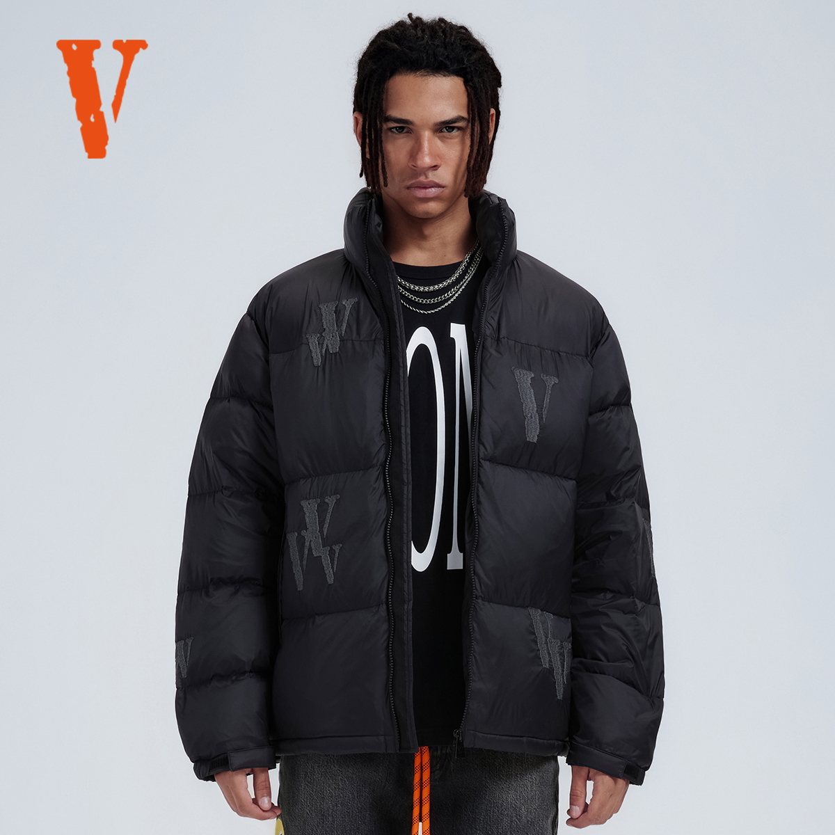 VLONE 3M反光系列 满天星面包LOGO刺绣宽松立领加厚羽绒服 情侣款