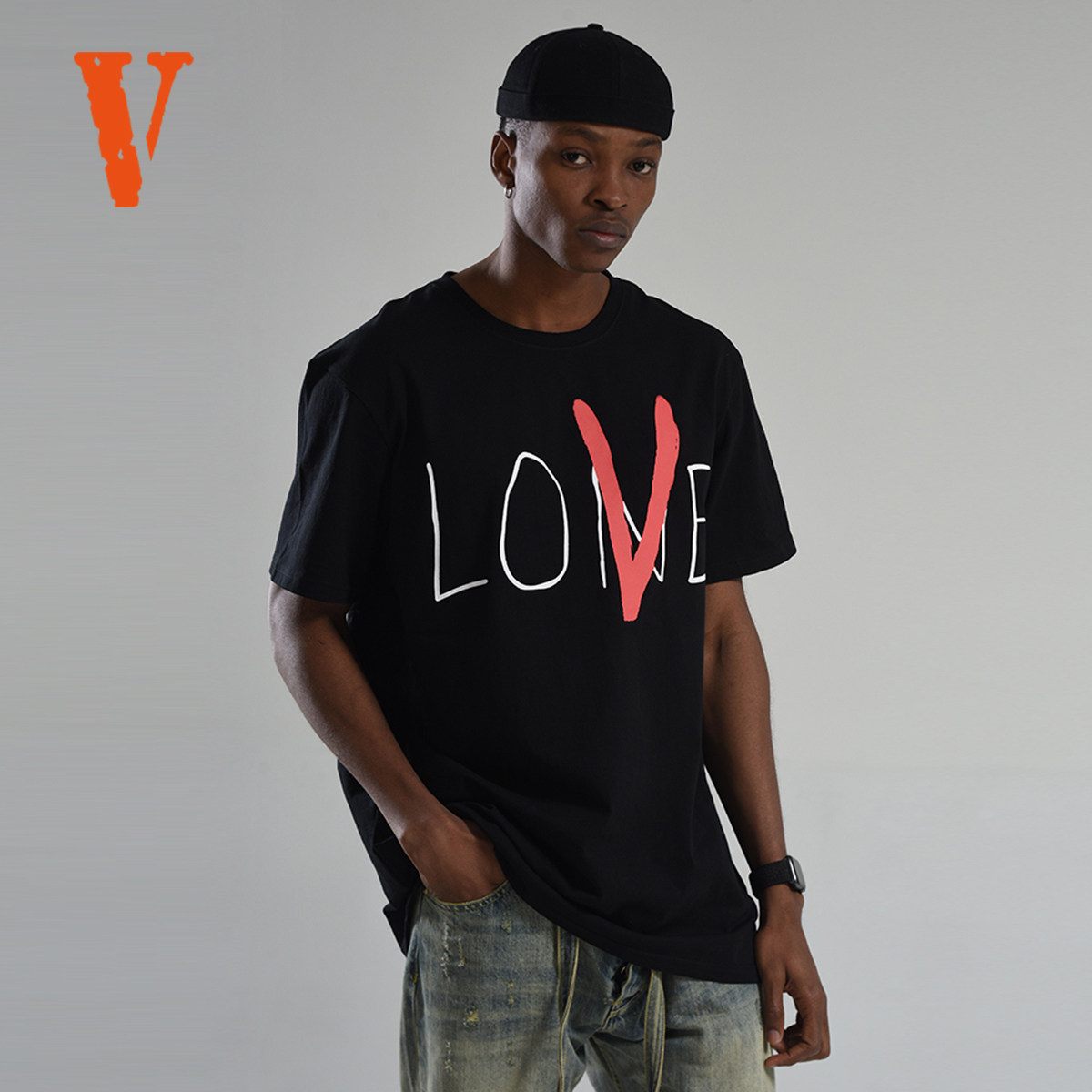 VLONE情人节系列 Love Tee 背后大V字Logo短袖T恤 情侣款