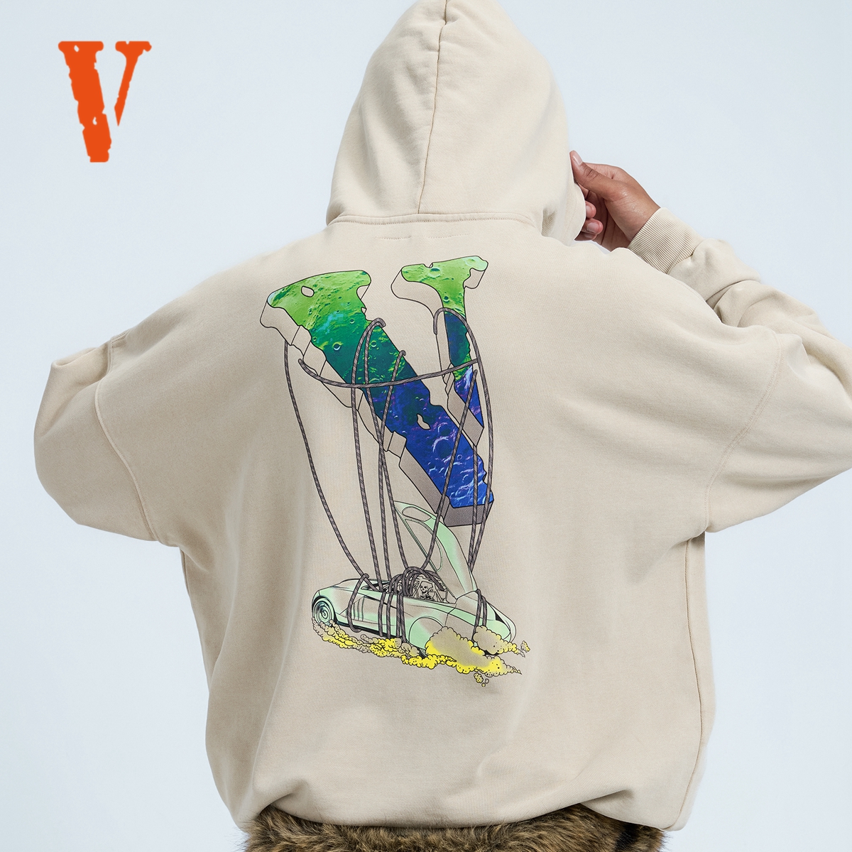 VLONE STAPLE HOODIE流浪月球大LOGO印花水洗连帽卫衣 男女同款