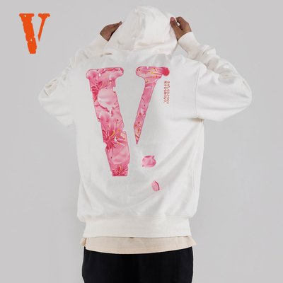 VLONE Sakura 大V字Logo樱花印花连帽套头卫衣 男女同款