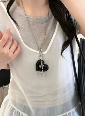 ins韩休闲个性爱心星星吊坠项链女长款毛衣链时尚百搭颈链挂饰潮