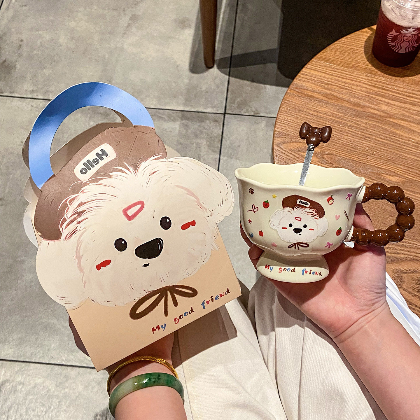 甜美可爱少女心小狗陶瓷水杯子女带勺早餐咖啡马克杯大容量送礼物,餐饮具,搅拌杯,淘宝优惠券,粉丝福利购,淘宝优惠卷