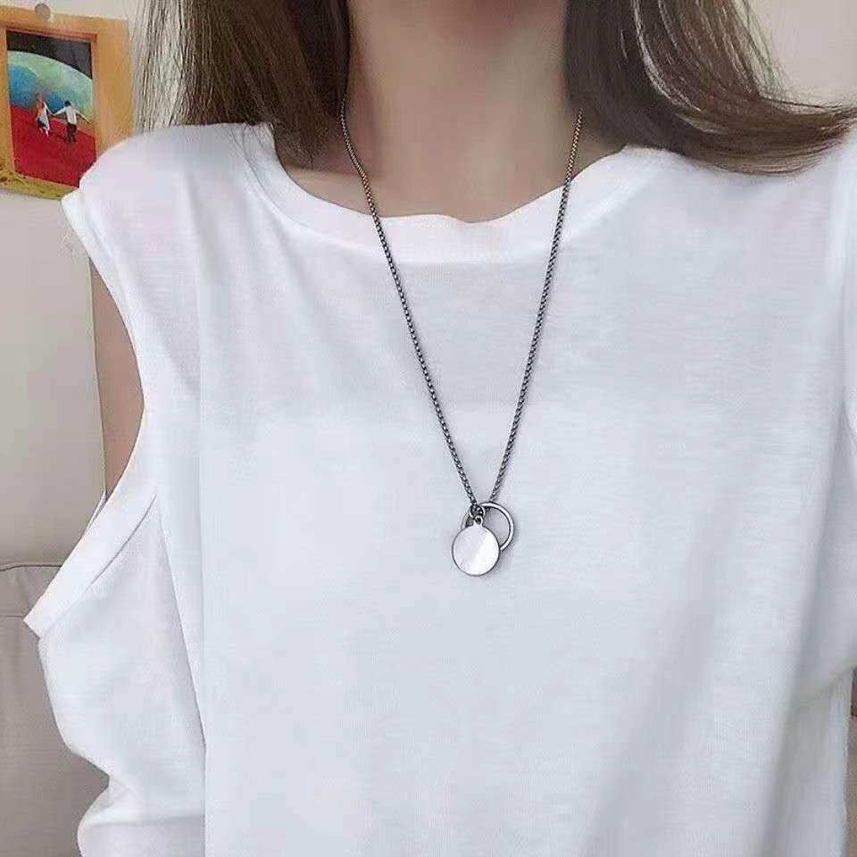 王一博同款不掉色简约圆环项链女ins时尚网红嘻哈个性吊坠毛衣链