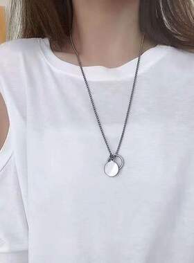王一博同款不掉色简约圆环项链女ins时尚网红嘻哈个性吊坠毛衣链