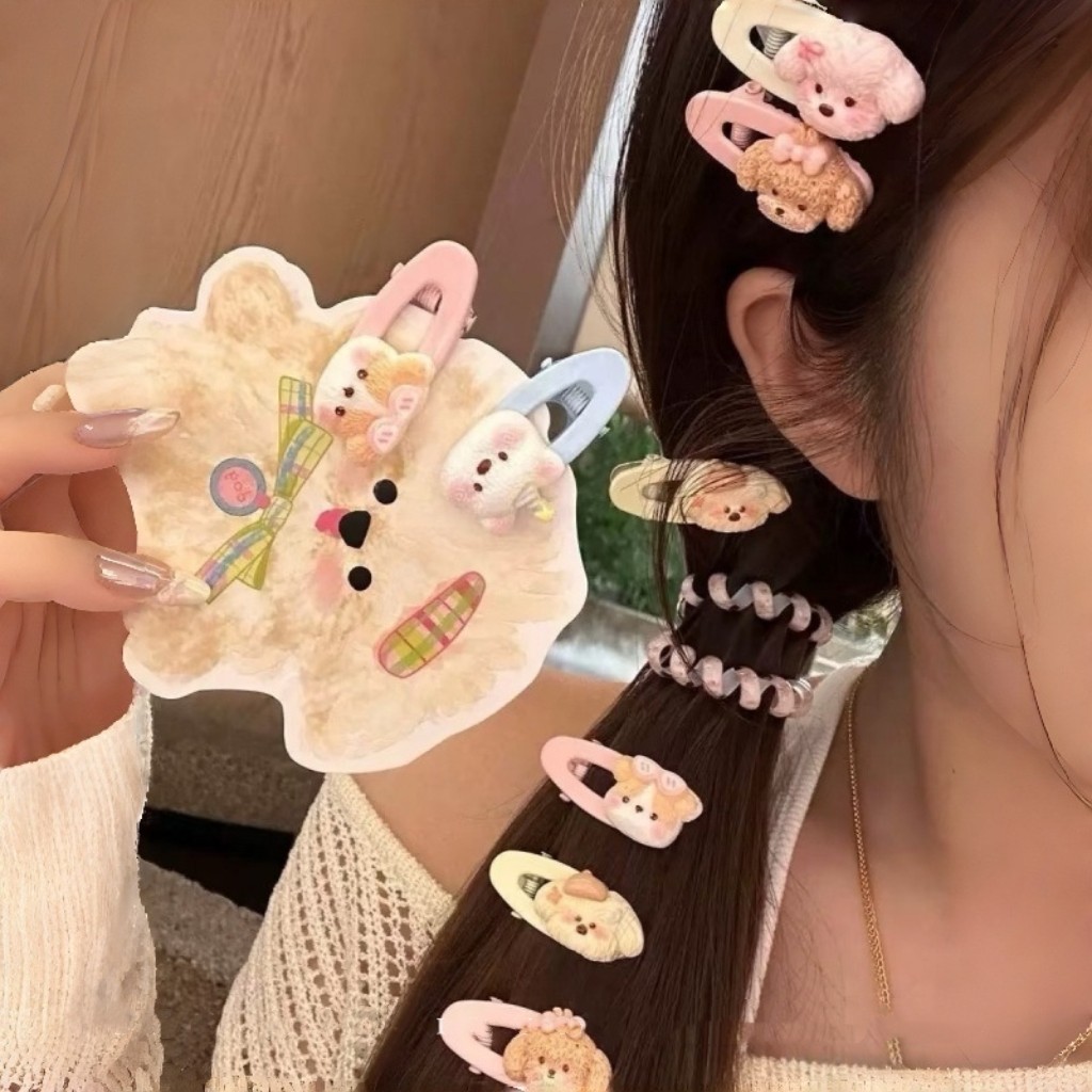 【2个装】软萌少女心可爱腮红小狗发夹发卡时尚刘海边夹鸭嘴发饰