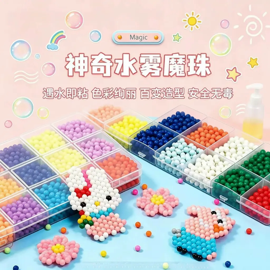 水雾夜光魔法拼豆儿童益智手工
