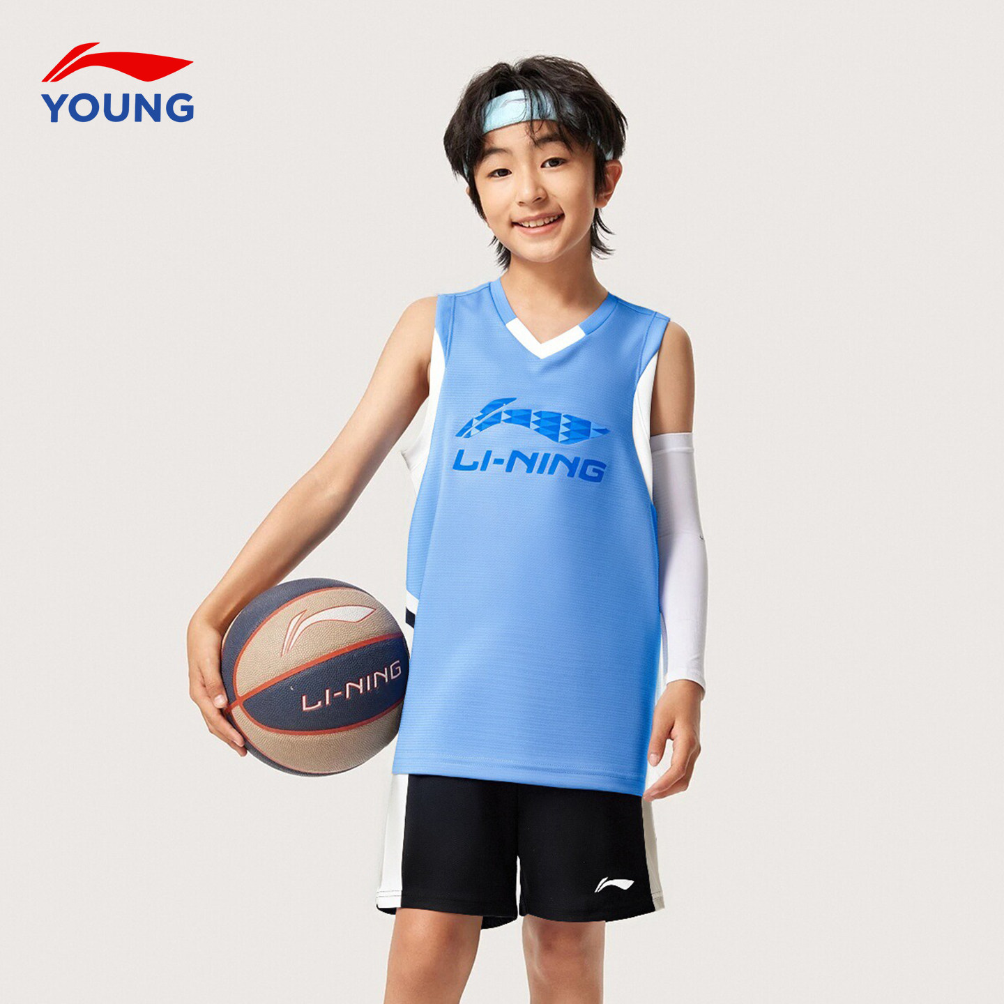 李宁儿童篮球服套装2025夏季新款速干套装男童专业比赛服运动套装