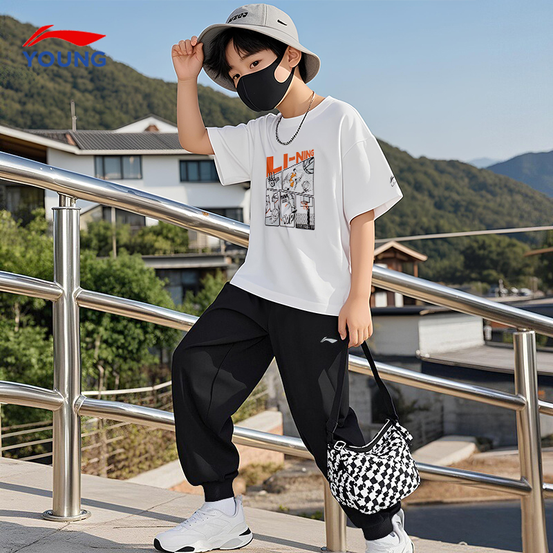 李宁儿童夏季套装短袖裤子两件套