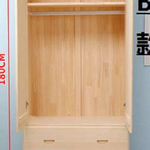 2023全实木松木衣柜两门对开带抽屉原木衣橱松儿童简易衣柜储物柜