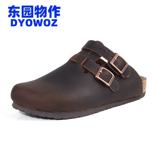 DYOWOZ 真皮休闲日系复古男女情侣两用外穿勃肯鞋 东园物作软木鞋