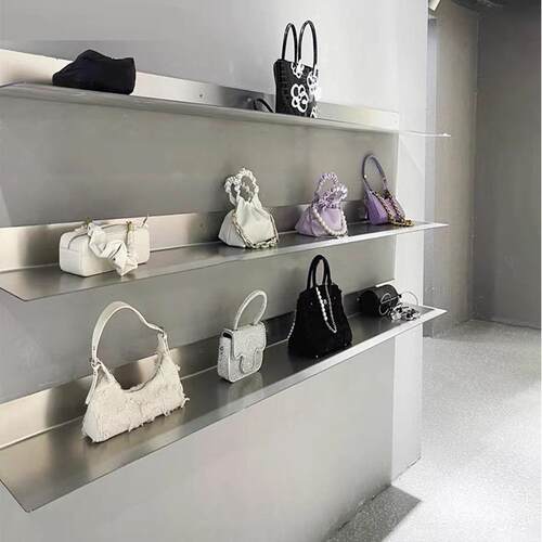 现代简约墙上置物架书架壁挂不锈钢墙面隔板客厅一字层板展示架子