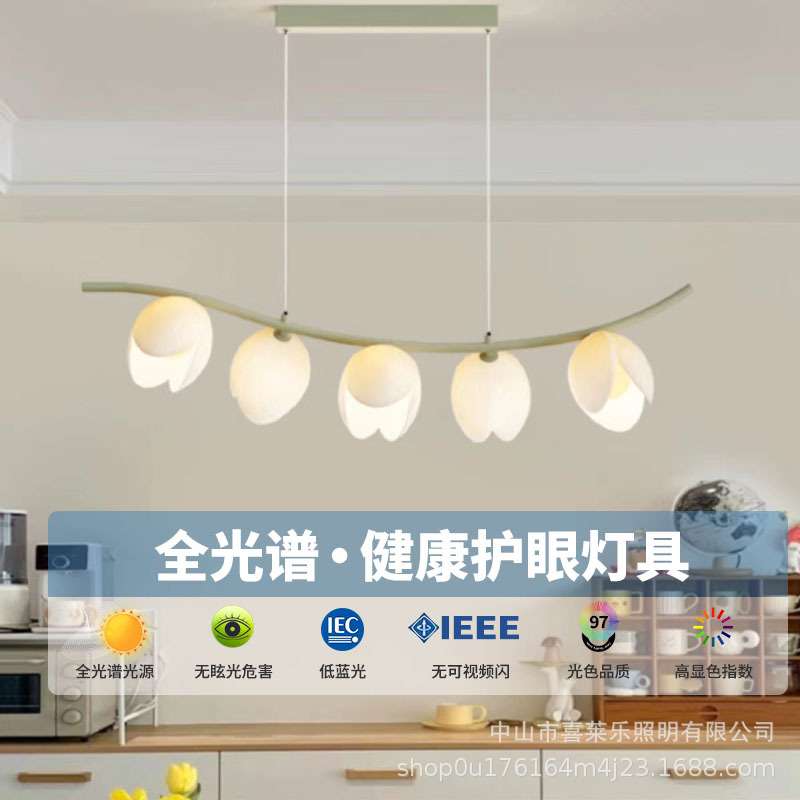 设计师奶油风餐桌餐厅灯网红爆款简约现代长条意式极简吧台吊灯具