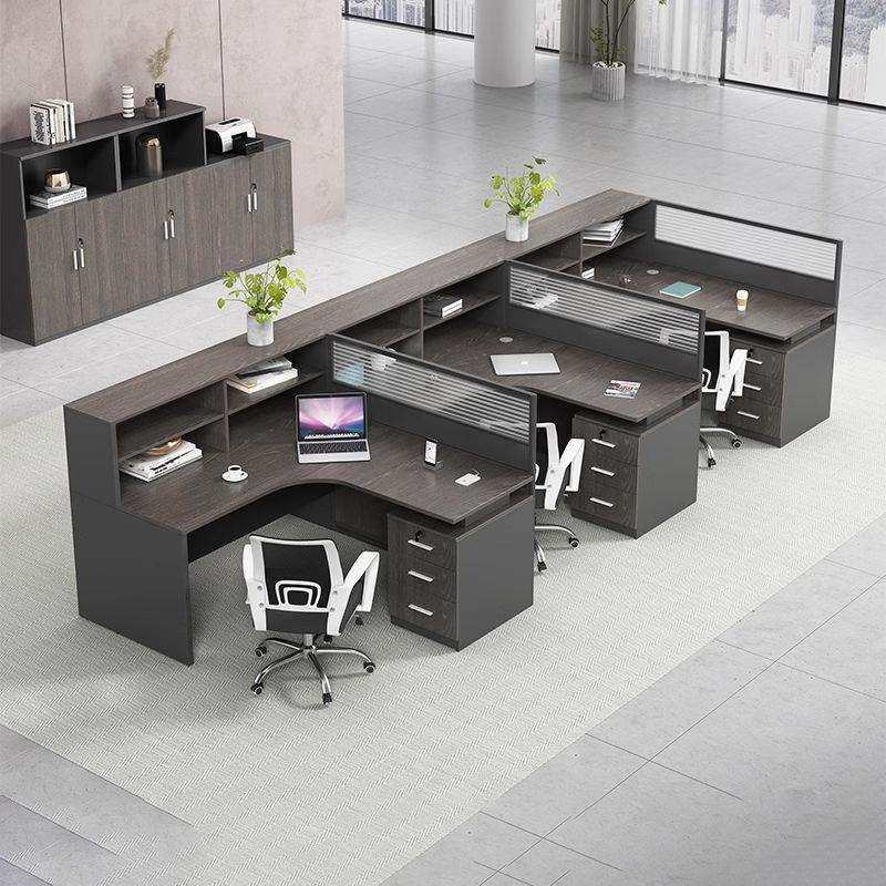 职员办公桌椅组合简约现代2/4/6人位屏风卡座办公室财务电脑桌子