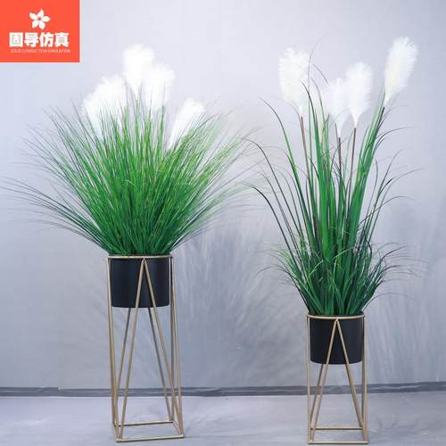 爆炸仿真芦苇花草狗尾巴草橱窗干花北欧室内客厅摆件落地道具植物