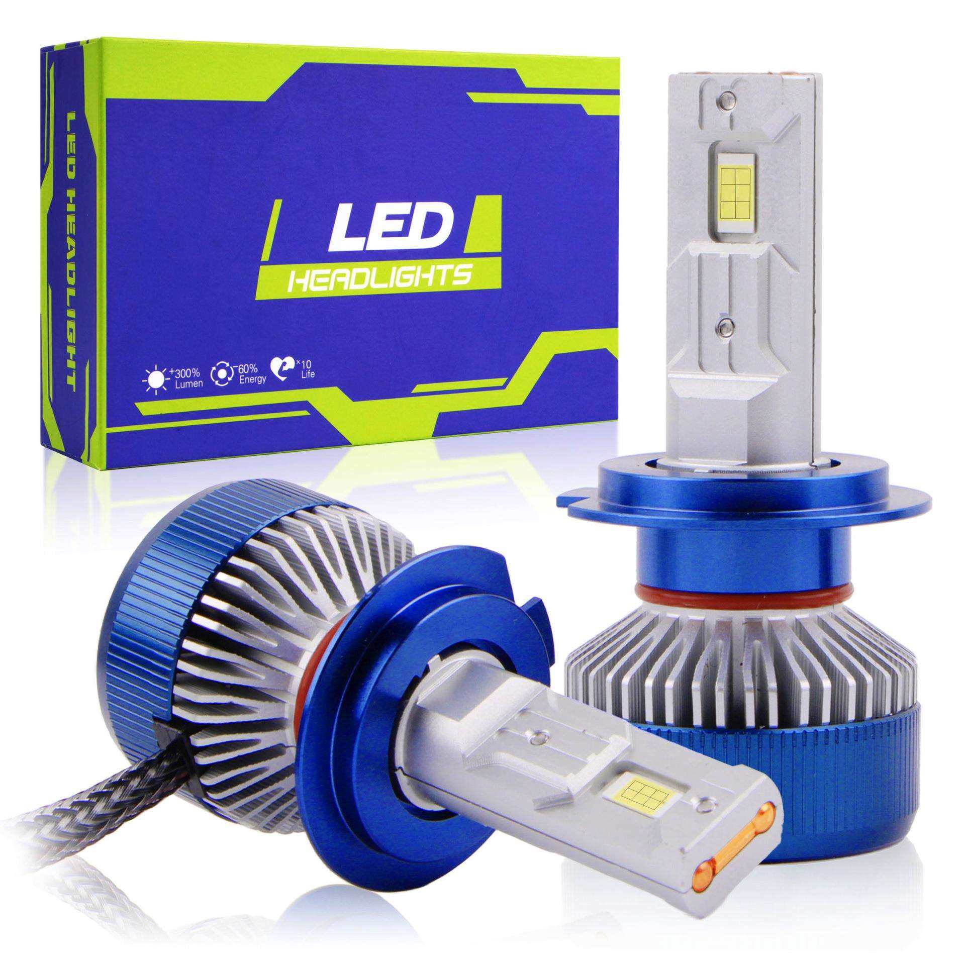 Y2双铜管H7灯泡汽车LED大灯24V车灯改装超亮H1前照灯货车小车通用